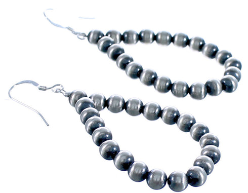 Old Pawn Style Sterling Silver Tear Drop Bead Navajo Hook Dangle Earrings CB118562